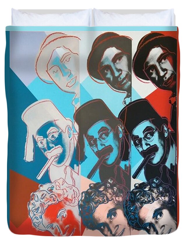 Andy Warhol Duvet Cover featuring the photograph Andy Warhol The Marx Brothers by Rob Hans