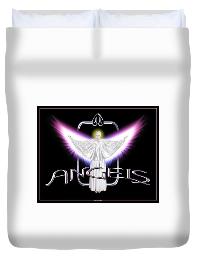 Angels Duvet Cover featuring the digital art Angels by Scott Ross