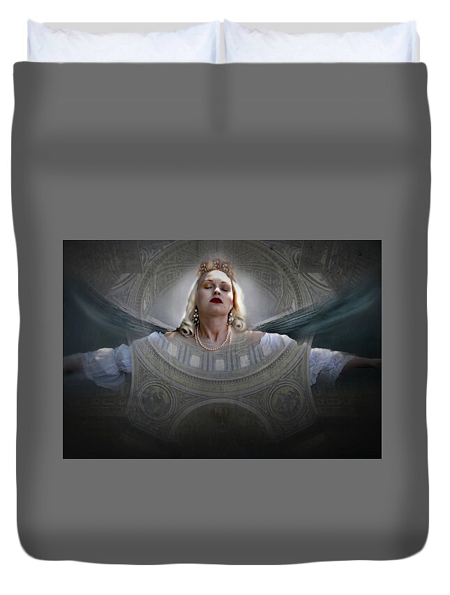 Angel Duvet Cover featuring the photograph Angel Blessing Prayer by Marilyn MacCrakin