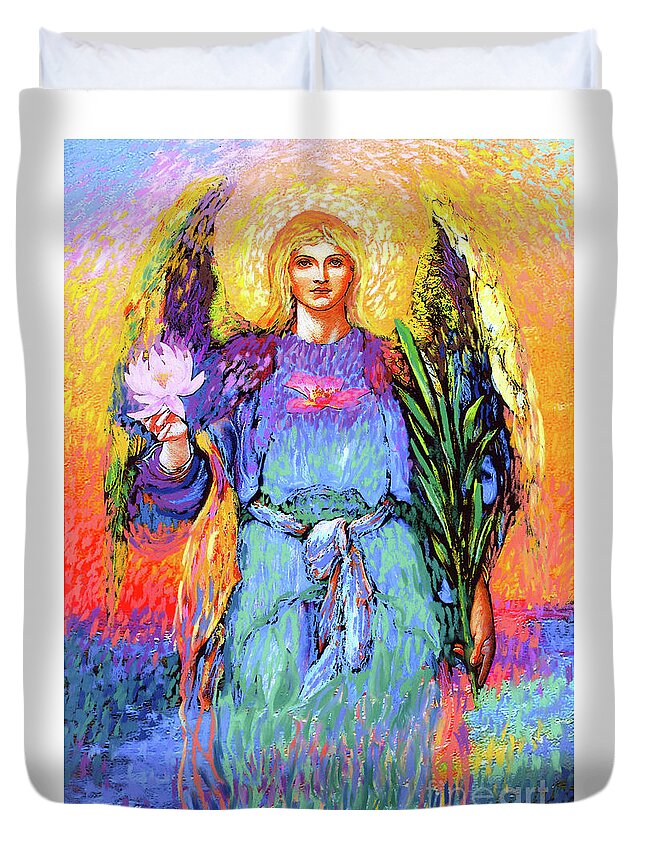 Spiritual Duvet Cover featuring the painting Angel Love by Jane Small