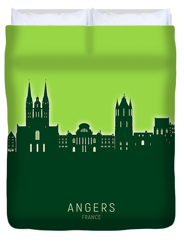 Angers Duvet Cover featuring the digital art Angers France Skyline #81 by Michael Tompsett