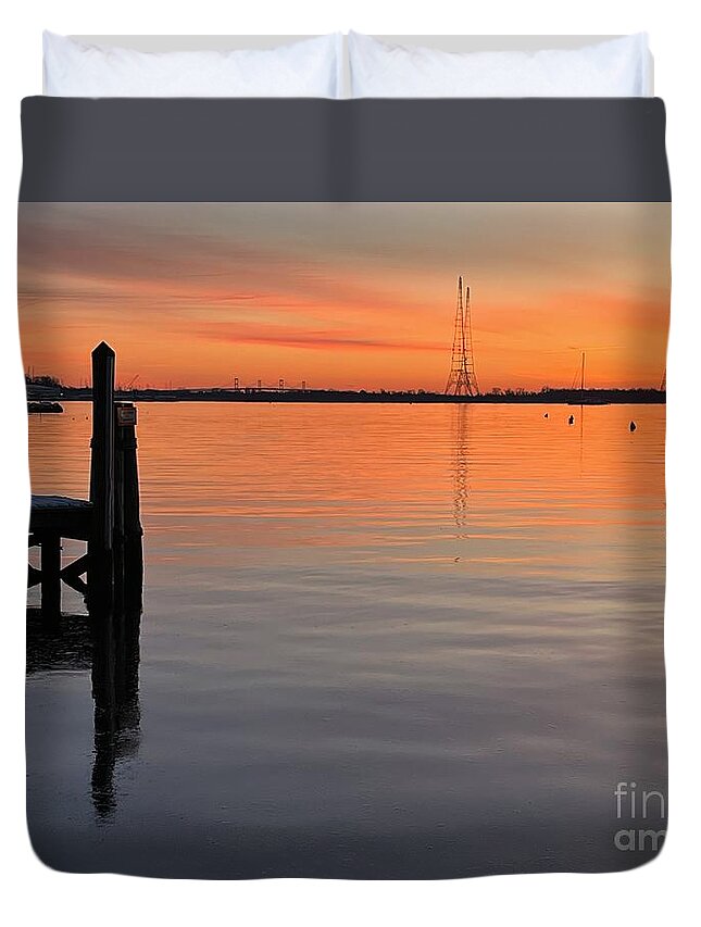 Annapolis Duvet Cover featuring the photograph Annapolis City Dock Morning by Maryland Outdoor Life