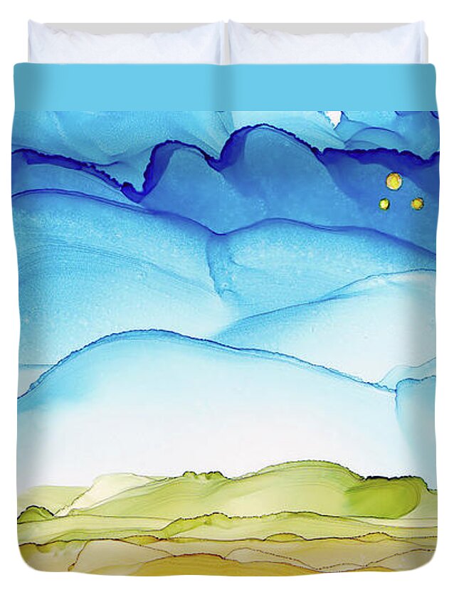 Dreamscape Duvet Cover featuring the painting Another Earth by Winona's Sunshyne