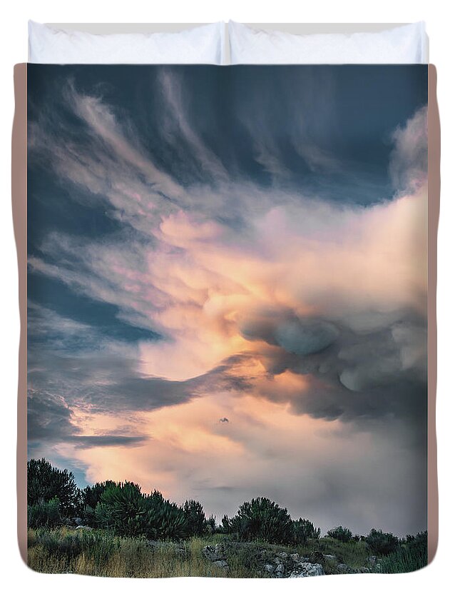 Storm Duvet Cover featuring the photograph Antelope Island Storm by Bryan Carter