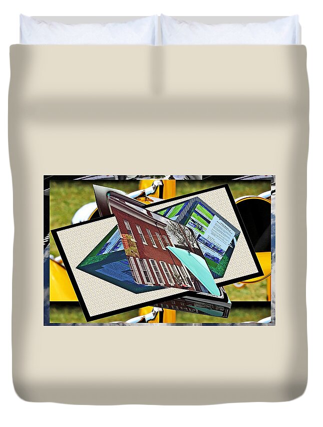 Car Duvet Cover featuring the digital art Antique car window reflection as a 3D box plane by Karl Rose