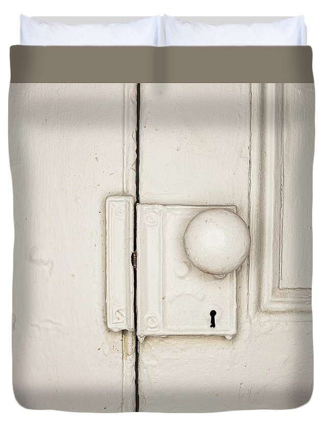 Door Duvet Cover featuring the photograph Antique Door Knob 4 by Amelia Pearn