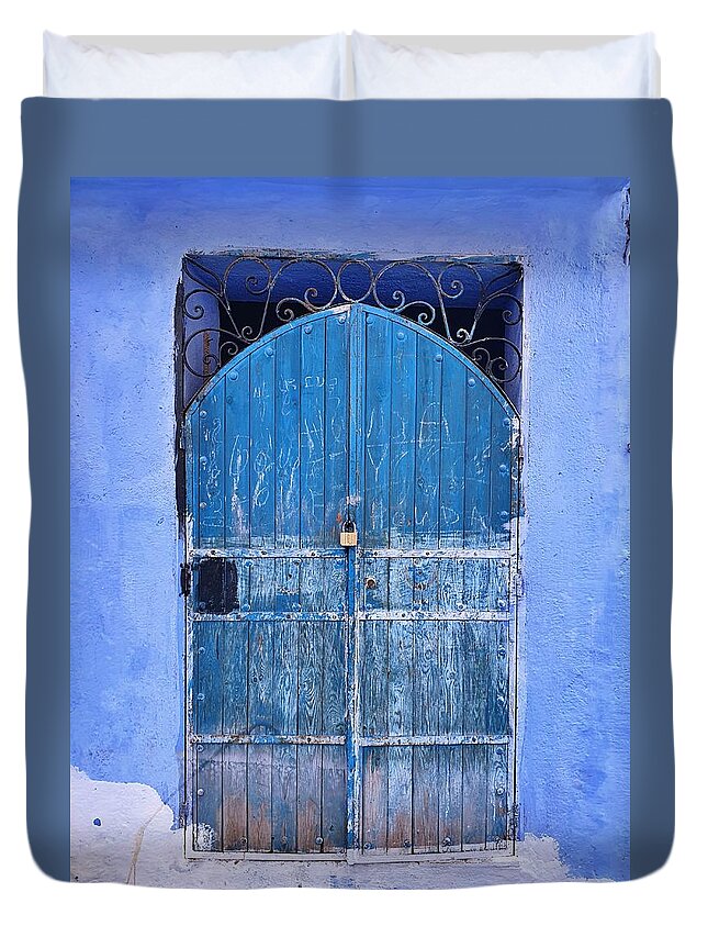 Blue Duvet Cover featuring the photograph Anyone Home? by Andrea Whitaker