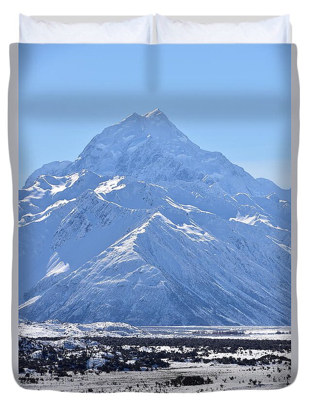 Mountain Duvet Cover featuring the photograph Aoraki Mount Cook in New Zealand	 by Yujun