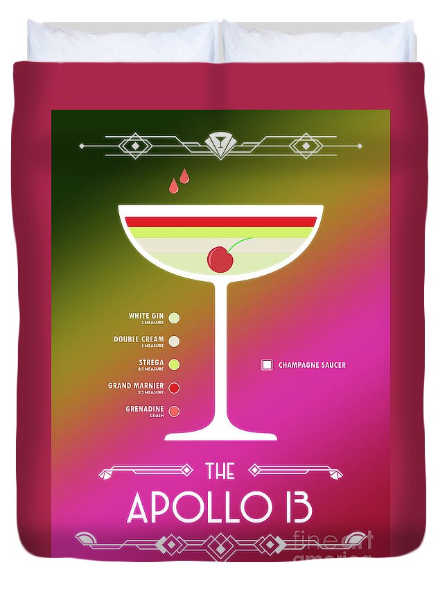 Martini Duvet Cover featuring the digital art Apollo 13 Cocktail - Modern by Bo Kev