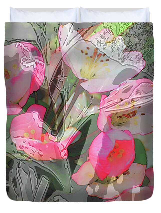 Flowers Duvet Cover featuring the digital art Apple Blooms at Easter by Nancy Olivia Hoffmann