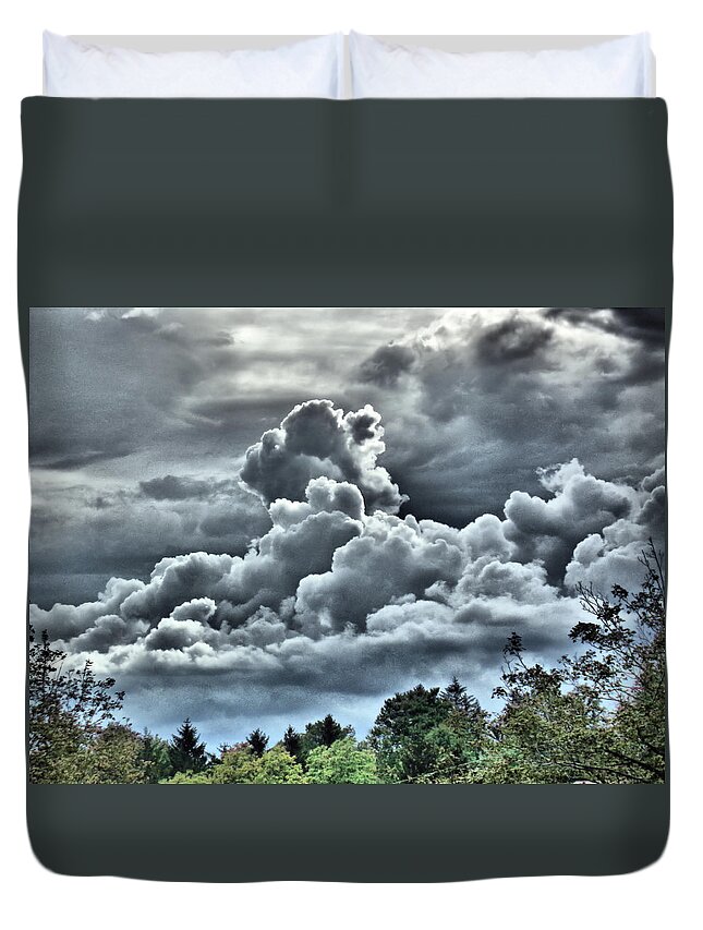 Clouds Duvet Cover featuring the photograph Approaching Rainstorm by Christopher Reed