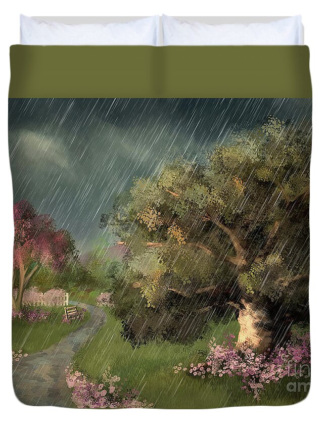 Spring Duvet Cover featuring the digital art April Showers And May Flowers by Lois Bryan