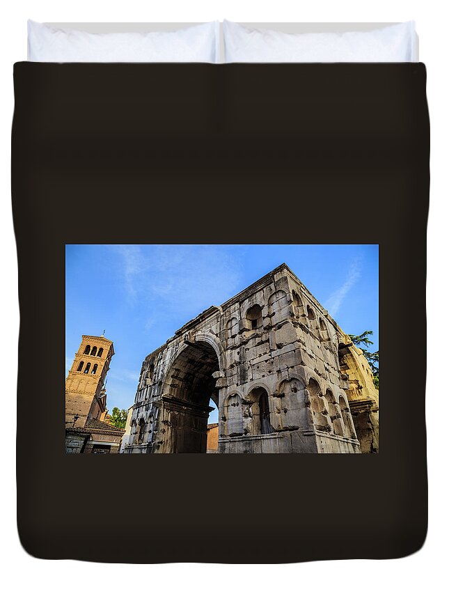Roma Duvet Cover featuring the photograph Arch of Janus in Rome, Italy by Fabiano Di Paolo