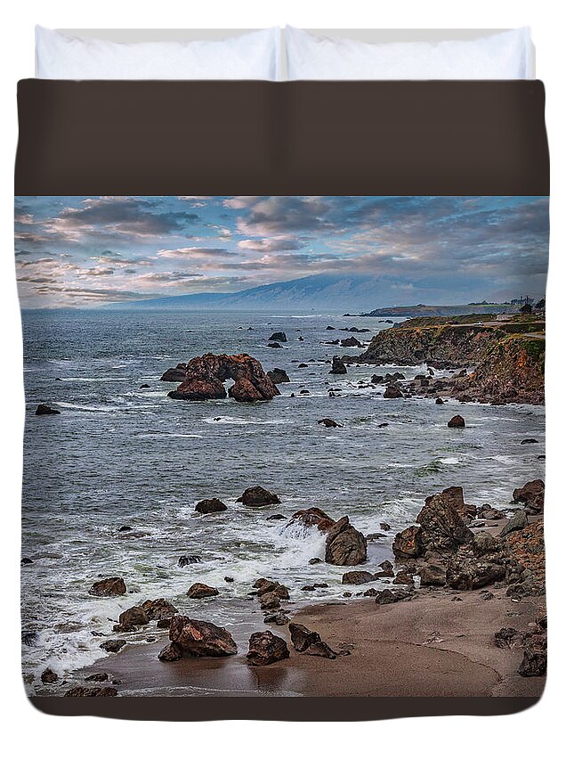 California Duvet Cover featuring the photograph Arch Rock Bodega Bay by Dan Carmichael