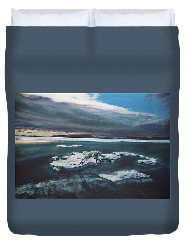 Realism Duvet Cover featuring the painting Arctic Wolf by Sean Connolly