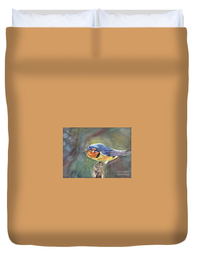 Barn Swallow Duvet Cover featuring the painting Are you looking at me? by Vicki B Littell
