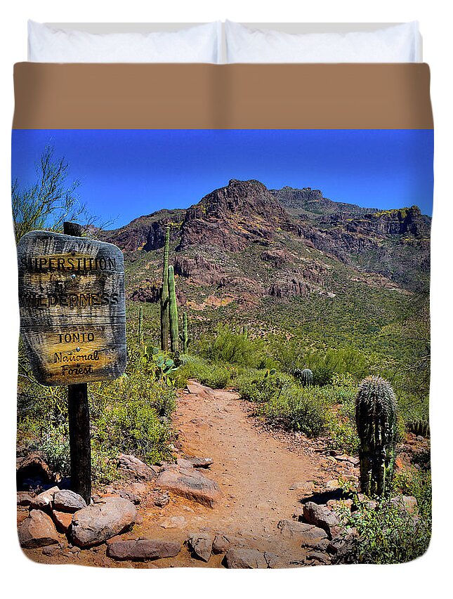 Arizona Duvet Cover featuring the photograph Arizona Desert Hiking by Susie Loechler