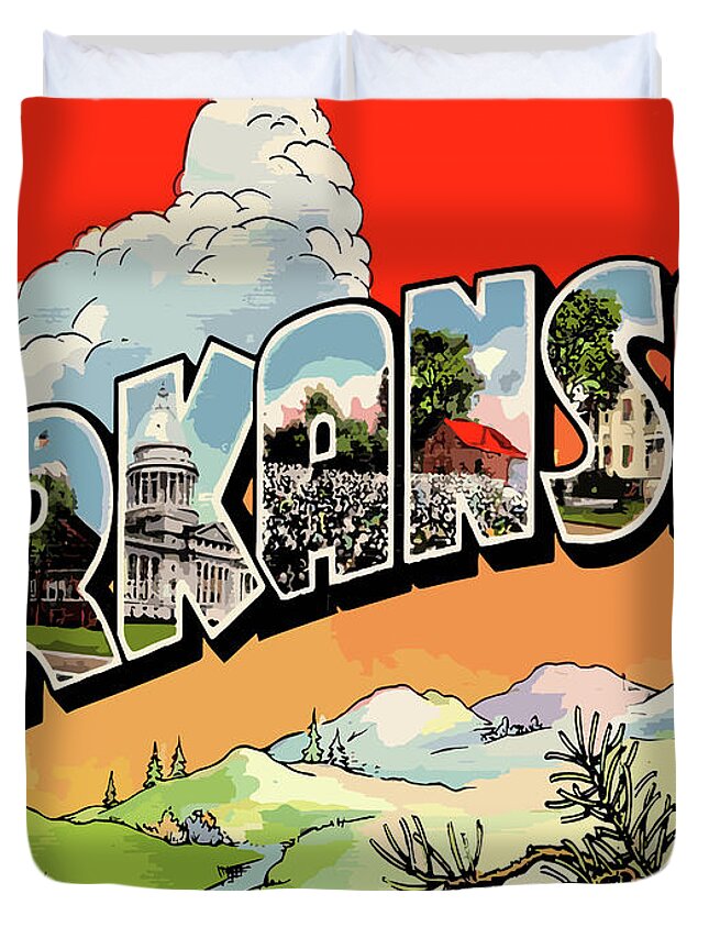 Arkansas Duvet Cover featuring the digital art Arkansas Letters by Long Shot