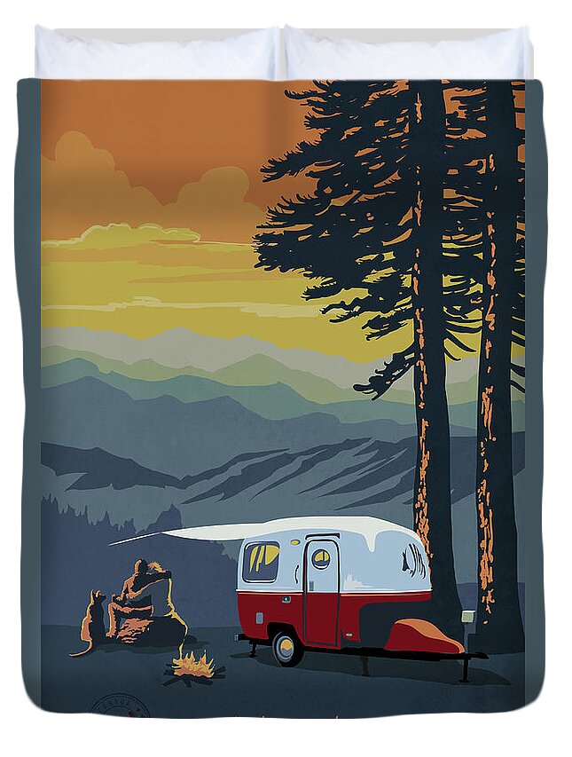 Retro Travel Duvet Cover featuring the painting Armadillo by Sassan Filsoof