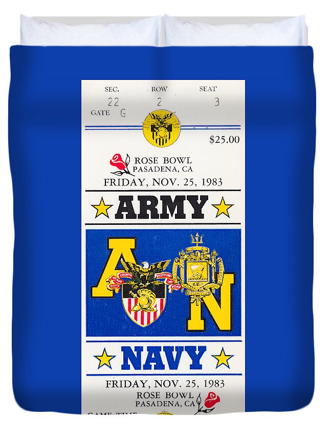 Army Navy Game Duvet Cover featuring the mixed media Army Navy Game 1983 by Row One Brand
