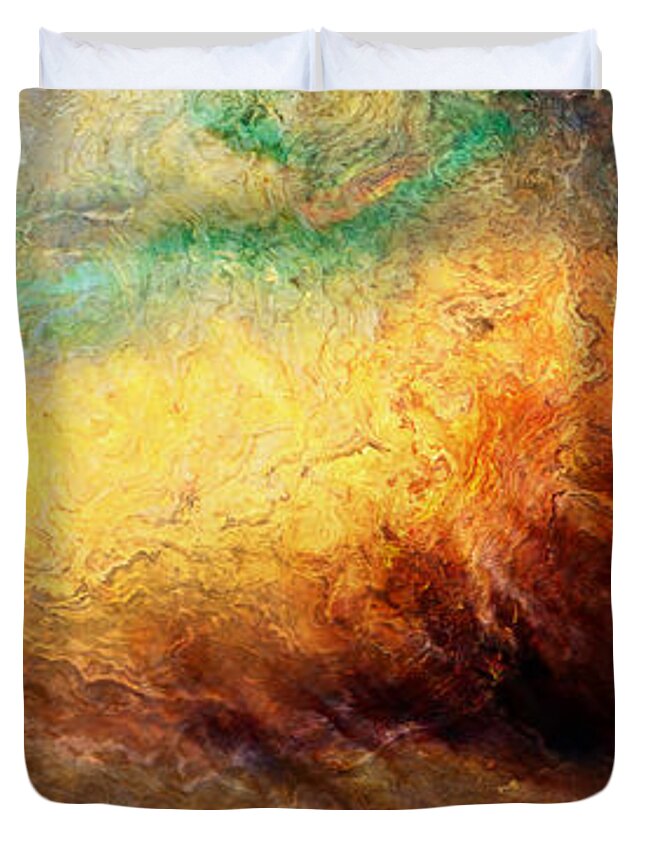 Abstract Art Duvet Cover featuring the painting Arrival - Abstract Art by Jaison Cianelli