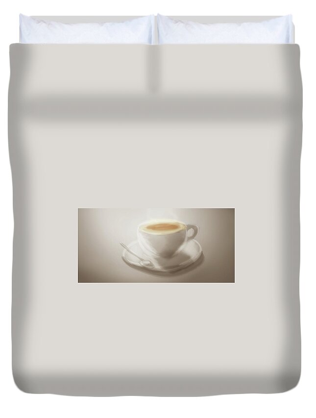 Coffee Duvet Cover featuring the digital art Art - Coffee Time by Matthias Zegveld