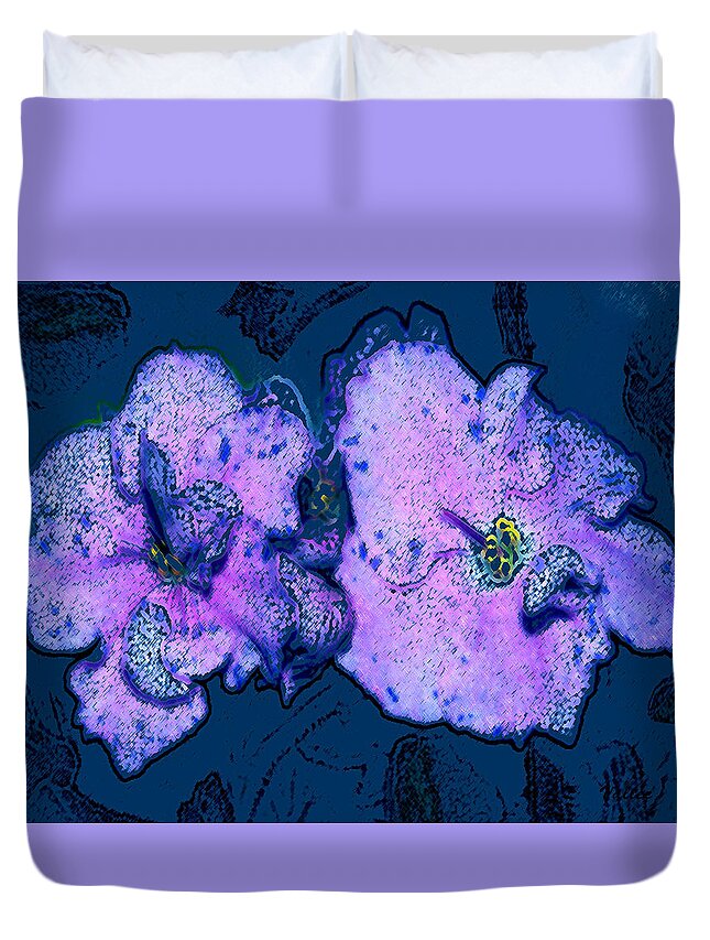 Floral Duvet Cover featuring the painting Art of the Violets by Vallee Johnson
