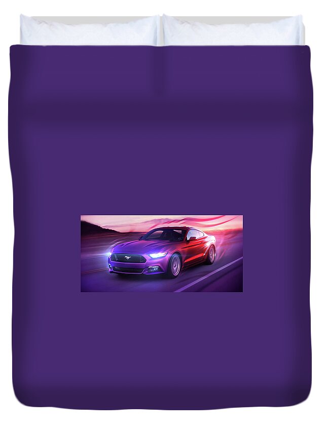 Cars Duvet Cover featuring the digital art Art - The Great Ford Mustang by Matthias Zegveld