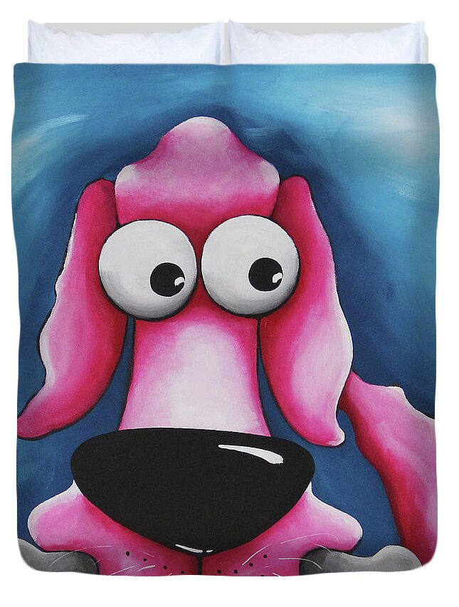 Lucia Stewart Duvet Cover featuring the painting Give a dog a bone by Lucia Stewart