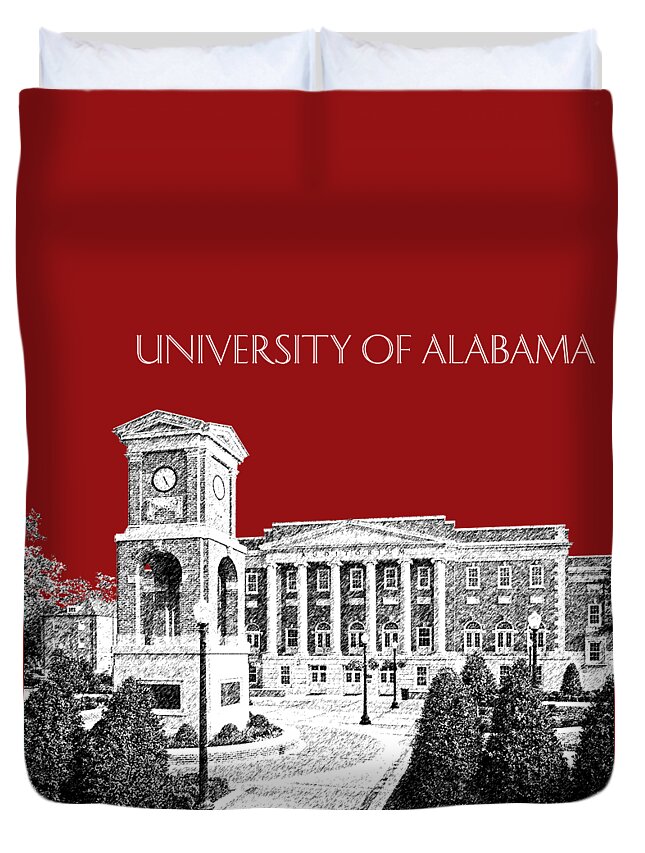 University Duvet Cover featuring the digital art University of Alabama #2 - Dark Red by DB Artist