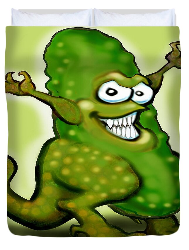 Pickle Duvet Cover featuring the digital art Pickle Monster by Kevin Middleton