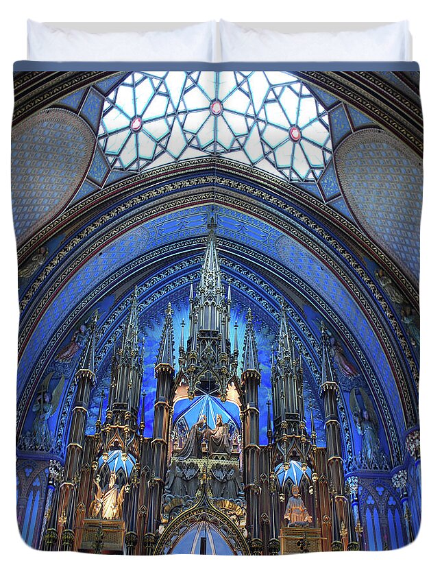 Churches Duvet Cover featuring the photograph Notre Dame Basilica by John Schneider