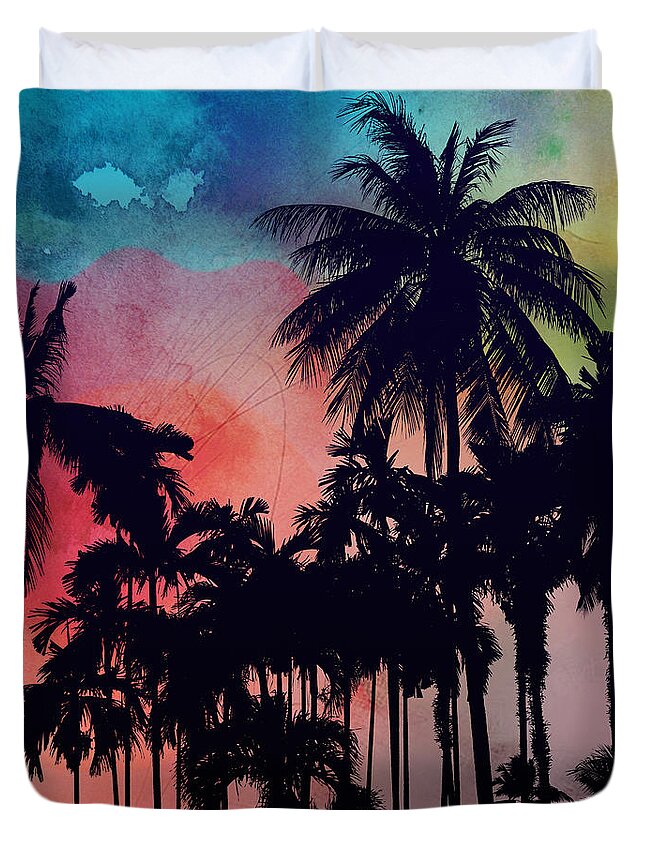 Summer Duvet Cover featuring the painting Tropical Colors by Mark Ashkenazi