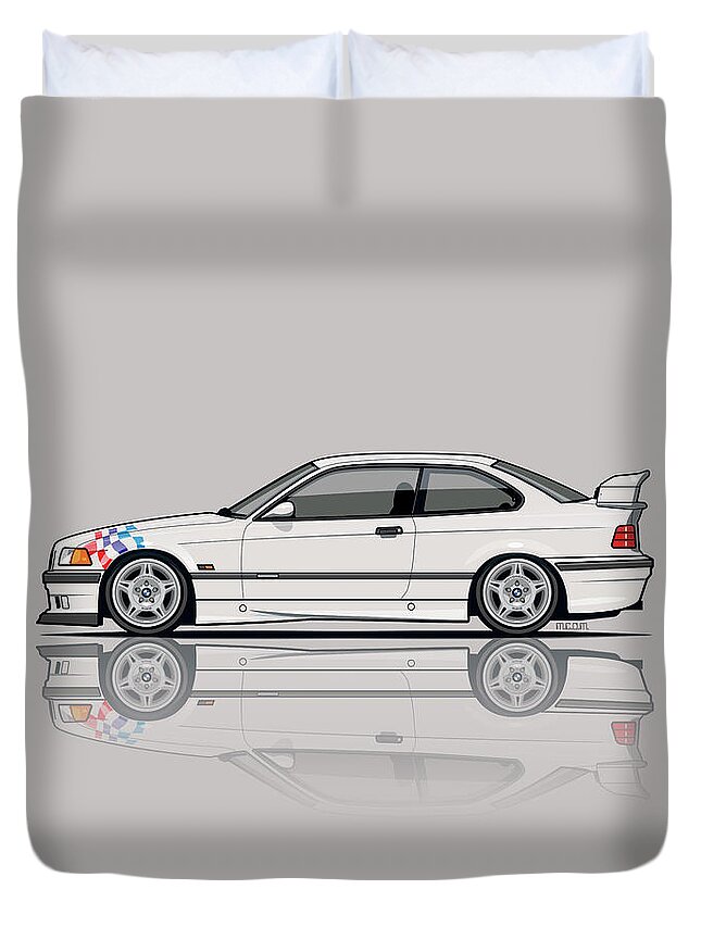 Bmw 3 Series E36 M3 Coupe Lightweight White With Checkered Flag Duvet Cover For Sale By Tom Mayer Ii Monkey Crisis On Mars