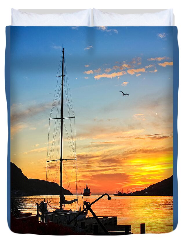 Sunrise Duvet Cover featuring the photograph Sunrise in Newfoundland by Tatiana Travelways