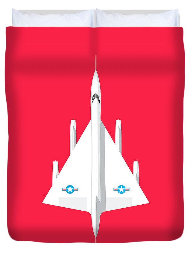 Airplane Duvet Cover featuring the digital art B-58 Hustler Supersonic Jet Bomber - Crimson by Organic Synthesis