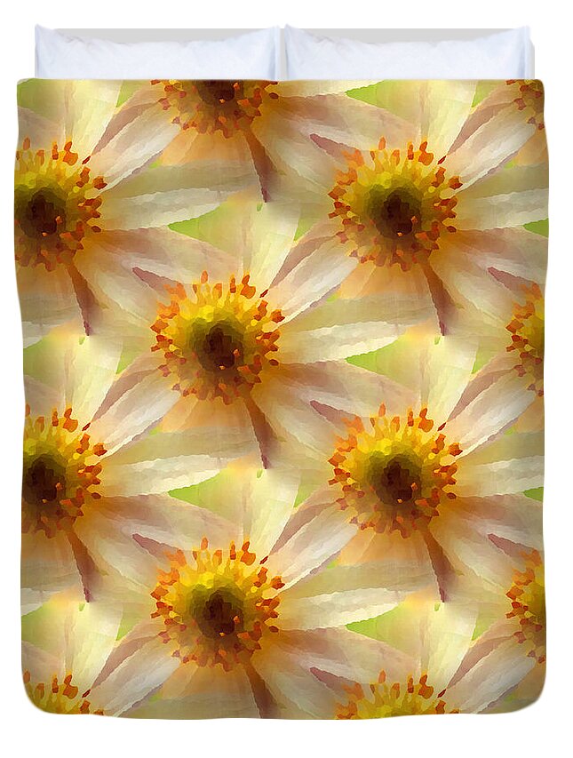 Botanical Duvet Cover featuring the digital art White Anemone Flower by Shelli Fitzpatrick