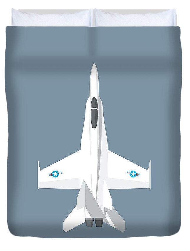 Jet Duvet Cover featuring the digital art F-18 Hornet Jet Fighter Aircraft - Slate by Organic Synthesis