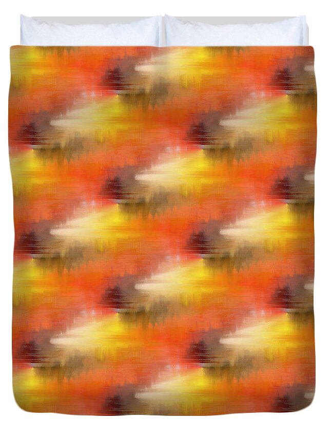 Abstract Duvet Cover featuring the digital art Autumnal Abstract- Autumn Descending by Shelli Fitzpatrick