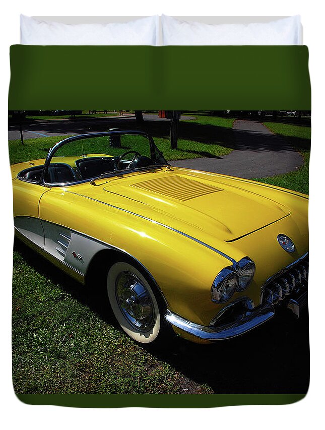 Automobiles Duvet Cover featuring the photograph Nineteen Fifty Eight C1 Plate 1 by John Schneider
