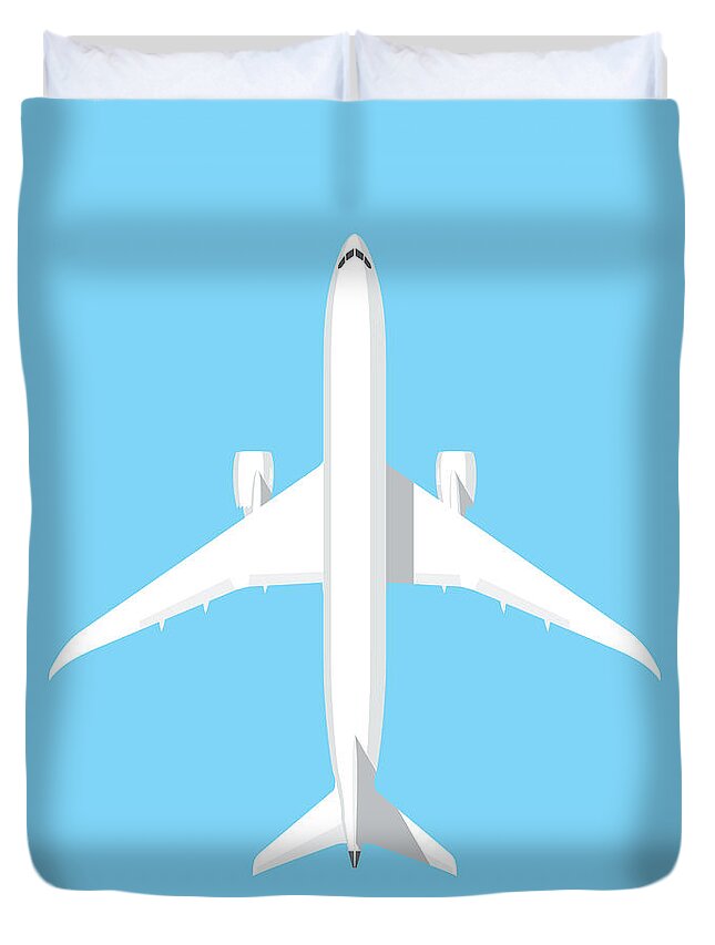 Poster Duvet Cover featuring the digital art 787 Passenger Jet Airliner Aircraft - Sky by Organic Synthesis