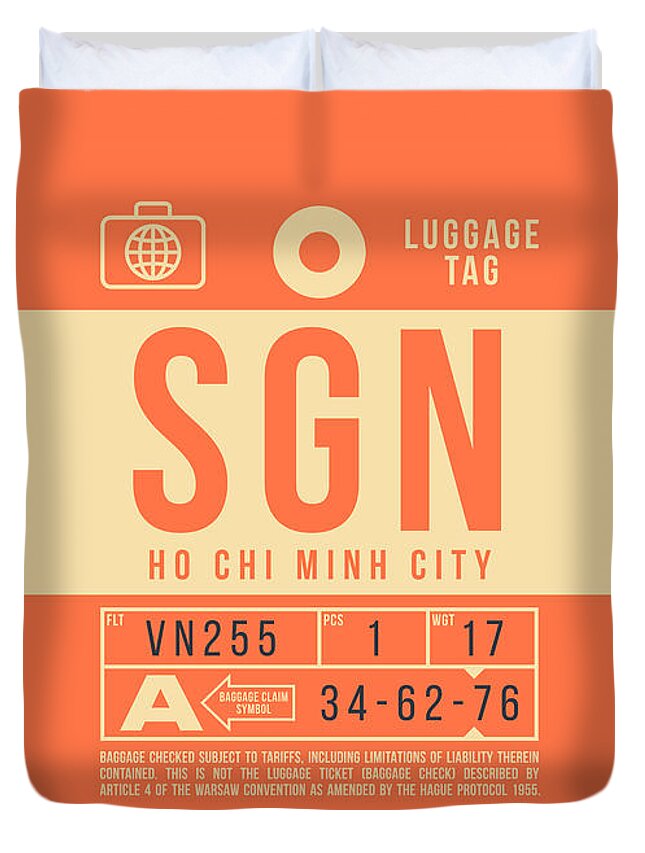 Airline Duvet Cover featuring the digital art Luggage Tag B - SGN Ho Chi Minh City Vietnam by Organic Synthesis