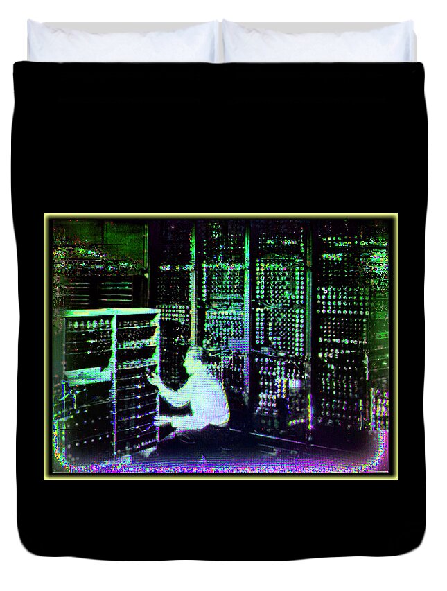 Wunderle Duvet Cover featuring the digital art Man and Machine V1A by Wunderle