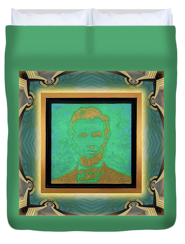 Wunderle Art Duvet Cover featuring the mixed media Abraham Lincoln V1A.L by Wunderle