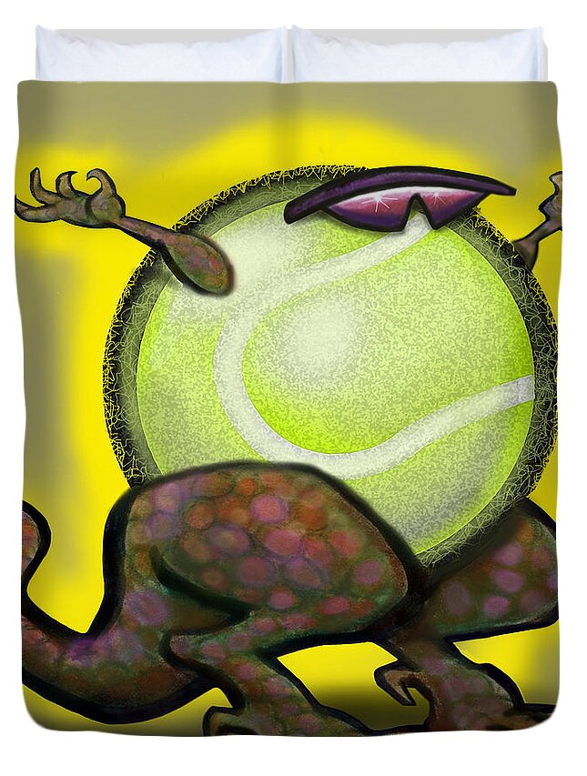 Tennis Duvet Cover featuring the digital art Tennis Beast by Kevin Middleton