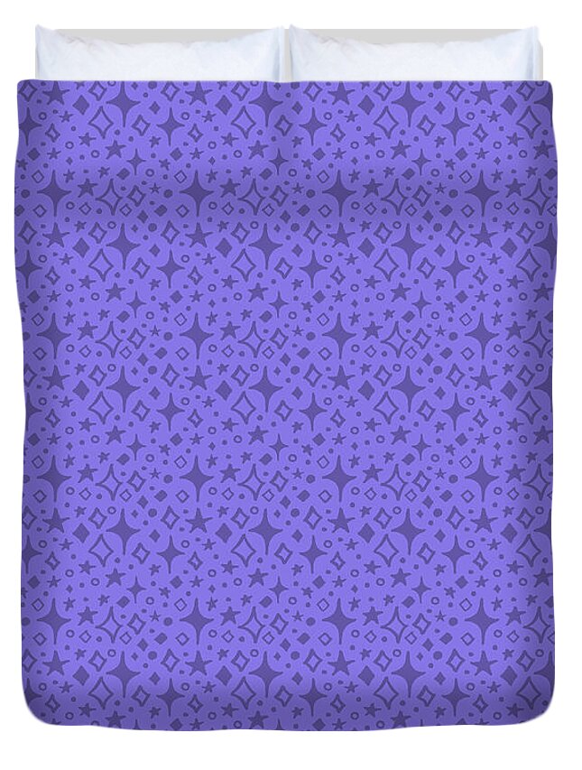 Sparkles Duvet Cover featuring the painting Purple Sparkles Pattern by Jen Montgomery by Jen Montgomery