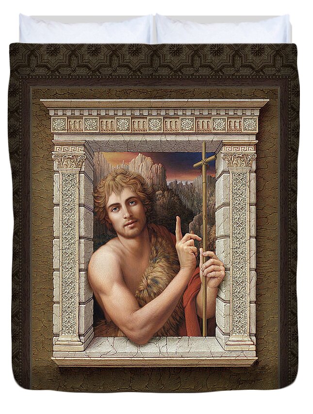Christian Art Duvet Cover featuring the painting St. John the Baptist 2 by Kurt Wenner