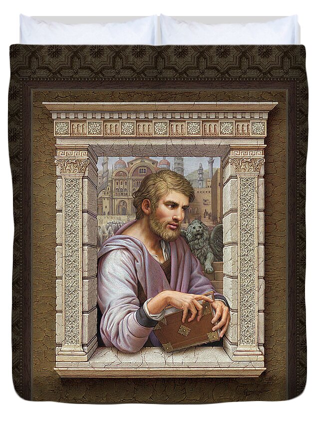St. Mark Duvet Cover featuring the painting St. Mark 2 by Kurt Wenner