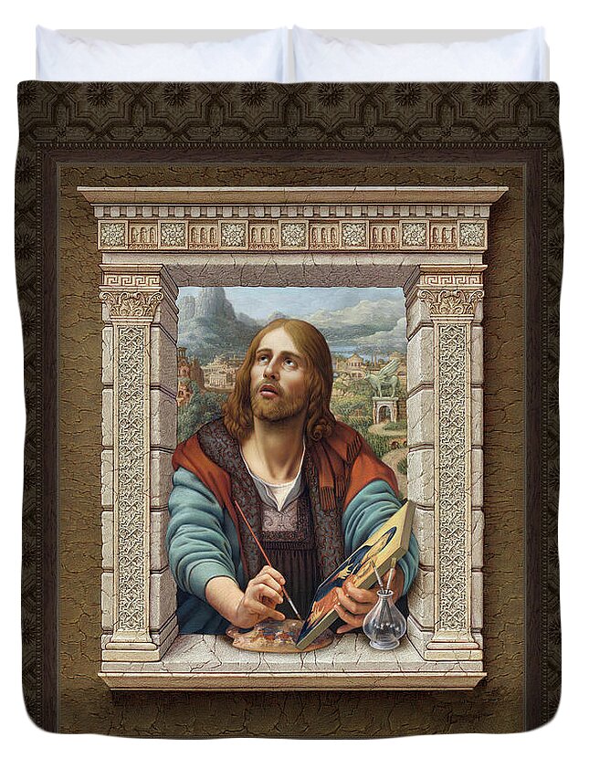 Christian Art Duvet Cover featuring the painting St. Luke 2 by Kurt Wenner