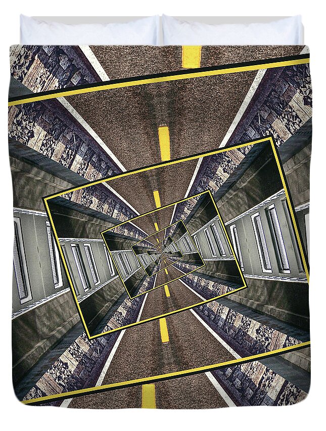 Droste Effect Duvet Cover featuring the digital art Spinning Tunnel by Phil Perkins